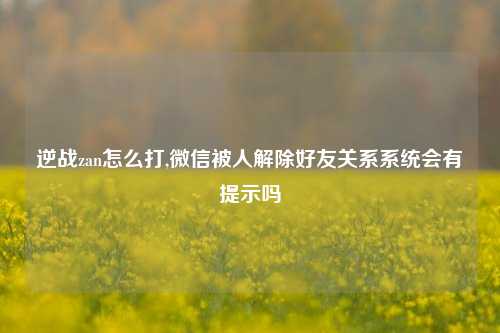 逆战zan怎么打,微信被人解除好友关系系统会有提示吗