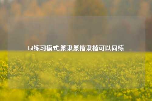 lol练习模式,篆隶篆楷隶楷可以同练