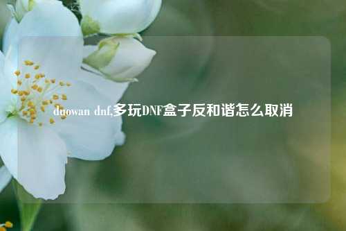 duowan dnf,多玩DNF盒子反和谐怎么取消