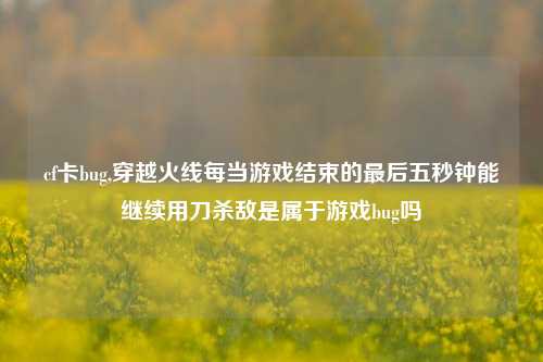 cf卡bug,穿越火线每当游戏结束的最后五秒钟能继续用刀杀敌是属于游戏bug吗