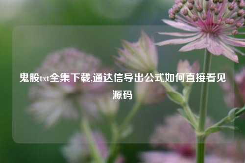 鬼股txt全集下载,通达信导出公式如何直接看见源码