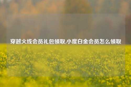 穿越火线会员礼包领取,小度白金会员怎么领取