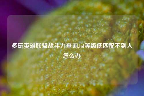 多玩英雄联盟战斗力查询,lol等级低匹配不到人怎么办