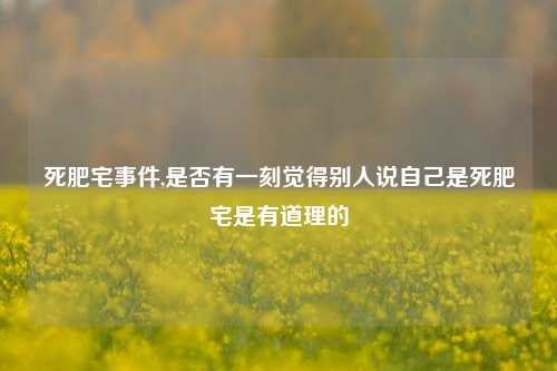 死肥宅事件,是否有一刻觉得别人说自己是死肥宅是有道理的