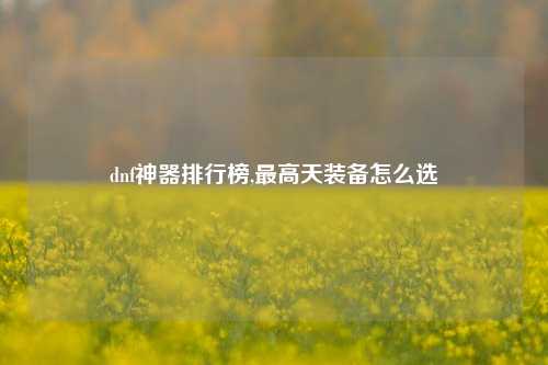 dnf神器排行榜,最高天装备怎么选