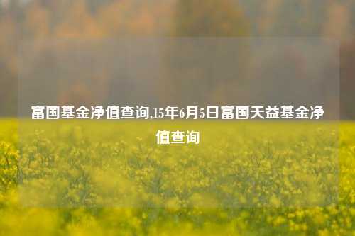 富国基金净值查询,15年6月5日富国天益基金净值查询