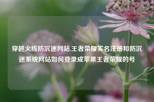 穿越火线防沉迷网站,王者荣耀实名注册和防沉迷系统网站如何登录成苹果王者荣耀的号