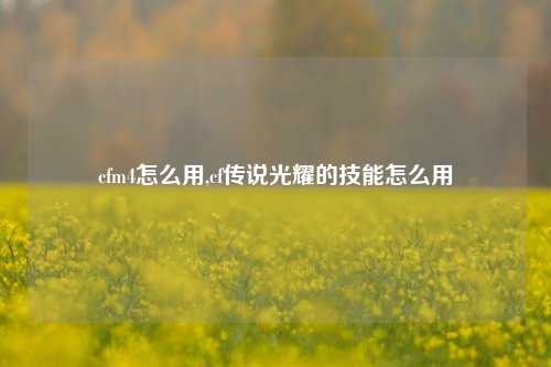 cfm4怎么用,cf传说光耀的技能怎么用