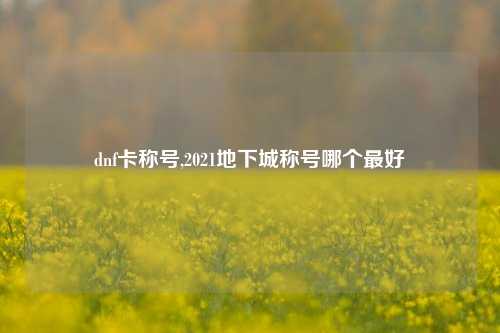 dnf卡称号,2021地下城称号哪个最好