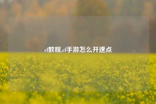 cf教程,cf手游怎么开速点