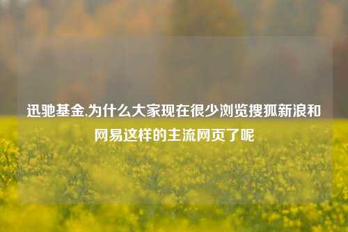 迅驰基金,为什么大家现在很少浏览搜狐新浪和网易这样的主流网页了呢