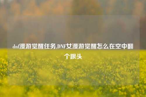 dnf漫游觉醒任务,DNF女漫游觉醒怎么在空中翻个跟头