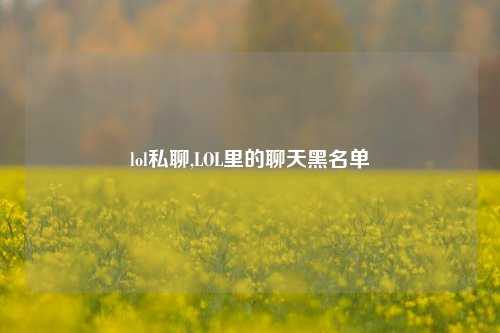 lol私聊,LOL里的聊天黑名单