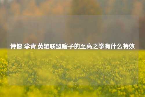 侍僧 李青,英雄联盟瞎子的至高之拳有什么特效