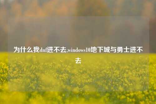 为什么我dnf进不去,windows10地下城与勇士进不去