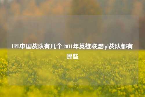 LPL中国战队有几个,2011年英雄联盟lpl战队都有哪些