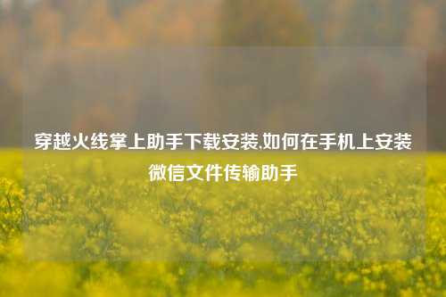 穿越火线掌上助手下载安装,如何在手机上安装微信文件传输助手