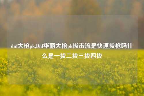 dnf大枪pk,Dnf华丽大枪pk拔击流是快速拔枪吗什么是一拔二拔三拔四拔