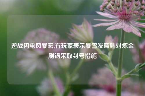 逆战闪电风暴宏,有玩家表示暴雪发蓝贴对炼金刷锅采取封号措施