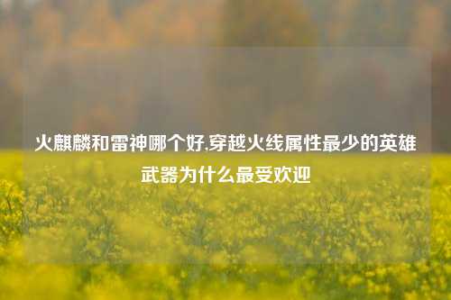 火麒麟和雷神哪个好,穿越火线属性最少的英雄武器为什么最受欢迎