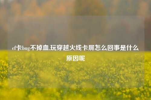 cf卡bug不掉血,玩穿越火线卡屏怎么回事是什么原因呢