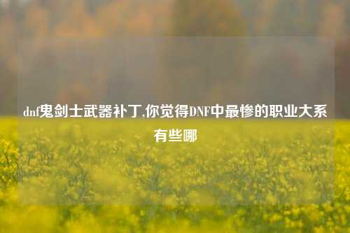 dnf鬼剑士武器补丁,你觉得DNF中最惨的职业大系有些哪