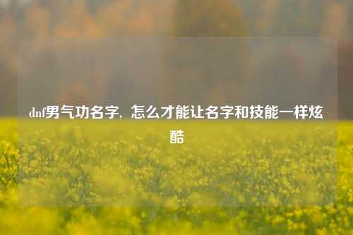 dnf男气功名字,  怎么才能让名字和技能一样炫酷