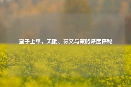 蛮子上单，天赋、符文与策略深度探秘