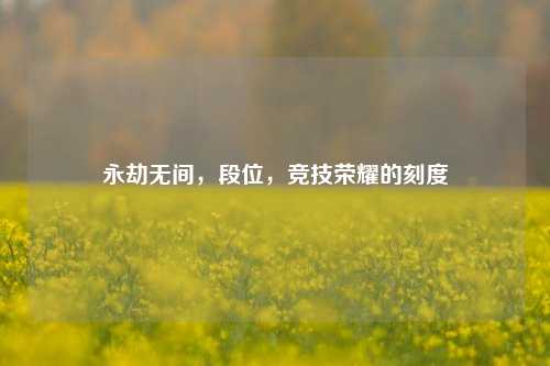 永劫无间，段位，竞技荣耀的刻度