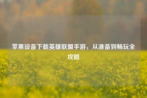 苹果设备下载英雄联盟手游，从准备到畅玩全攻略
