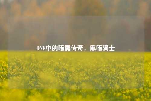 DNF中的暗黑传奇，黑暗骑士