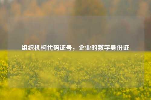 组织机构代码证号，企业的数字身份证