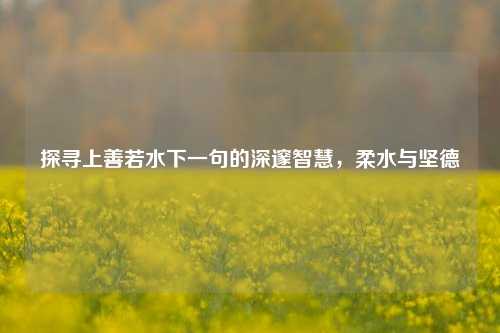 探寻上善若水下一句的深邃智慧，柔水与坚德