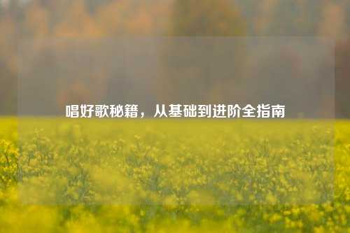 唱好歌秘籍，从基础到进阶全指南