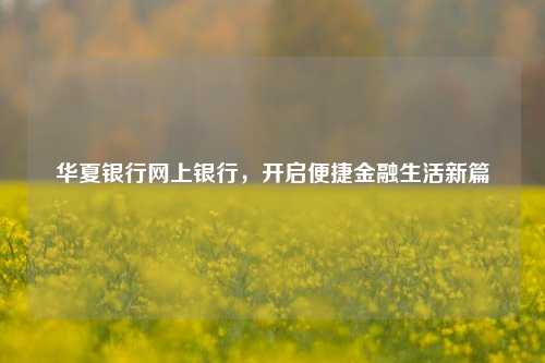 华夏银行网上银行，开启便捷金融生活新篇